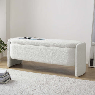 Feather & Black Didsbury Boucle Curved Storage Bench - Off White