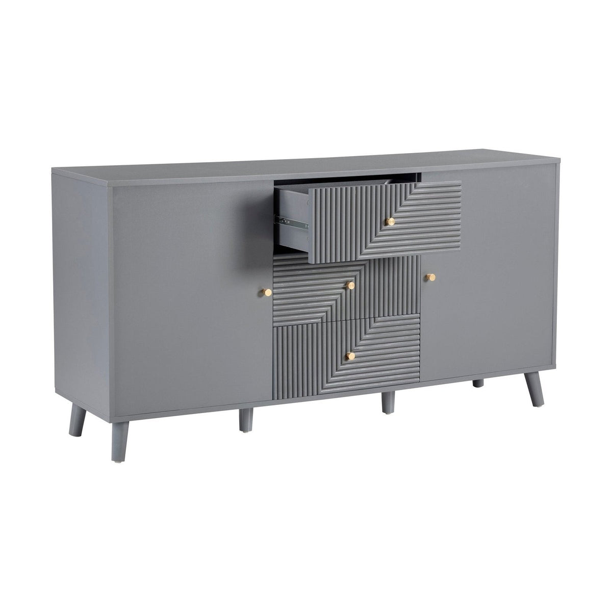 Feather & Black Dora Large Sideboard with Drawers - Light Grey