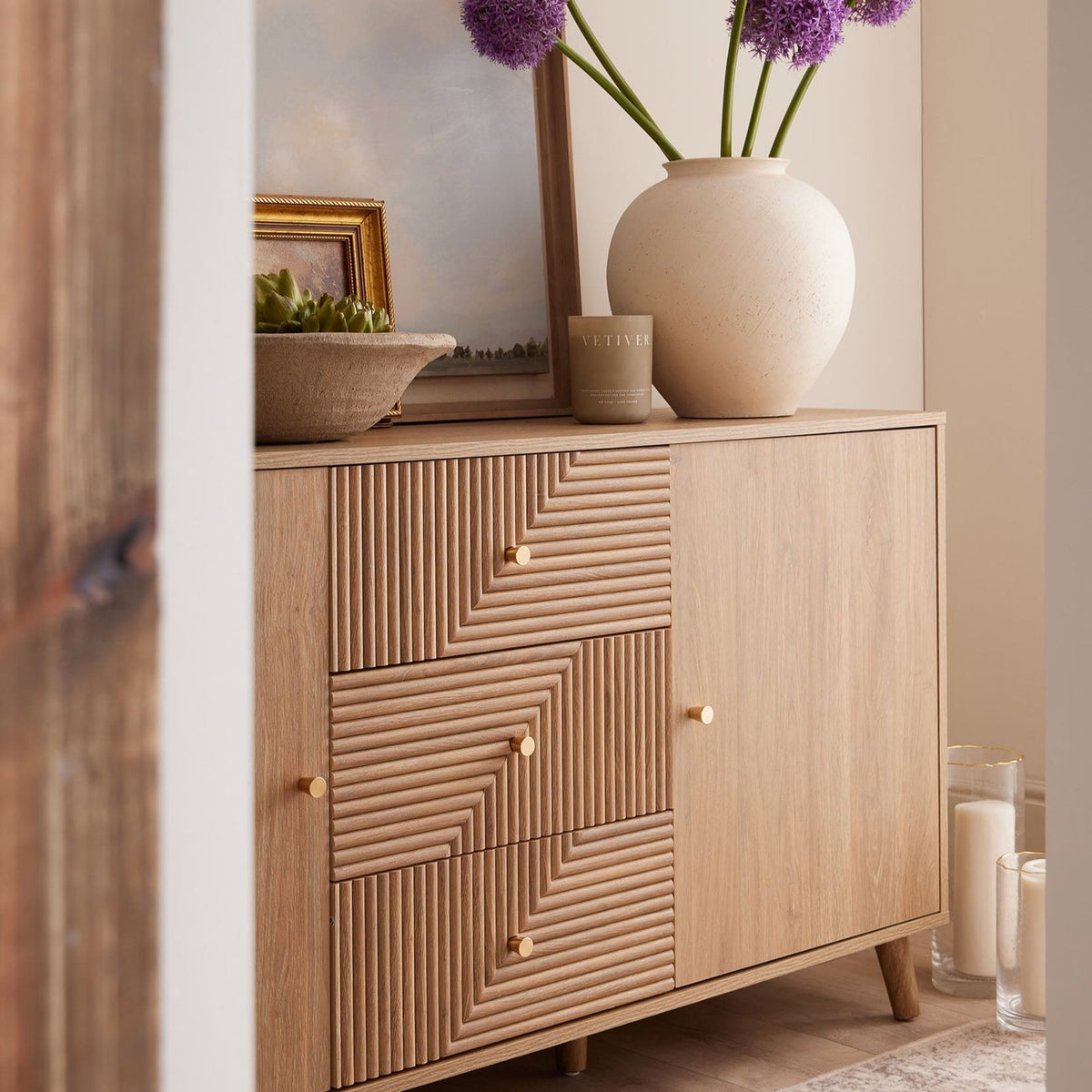 Feather & Black Dora Large Sideboard with Drawers - Light Wood