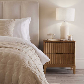 Feather & Black Elena Ash 2 Drawer Bedside Table - Light Wood