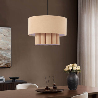 Feather & Black Eli Faux Suede Two Tier Scallop Ceiling Shade - Beige