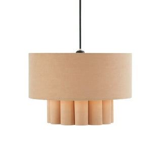 Feather & Black Eli Faux Suede Two Tier Scallop Ceiling Shade - Beige