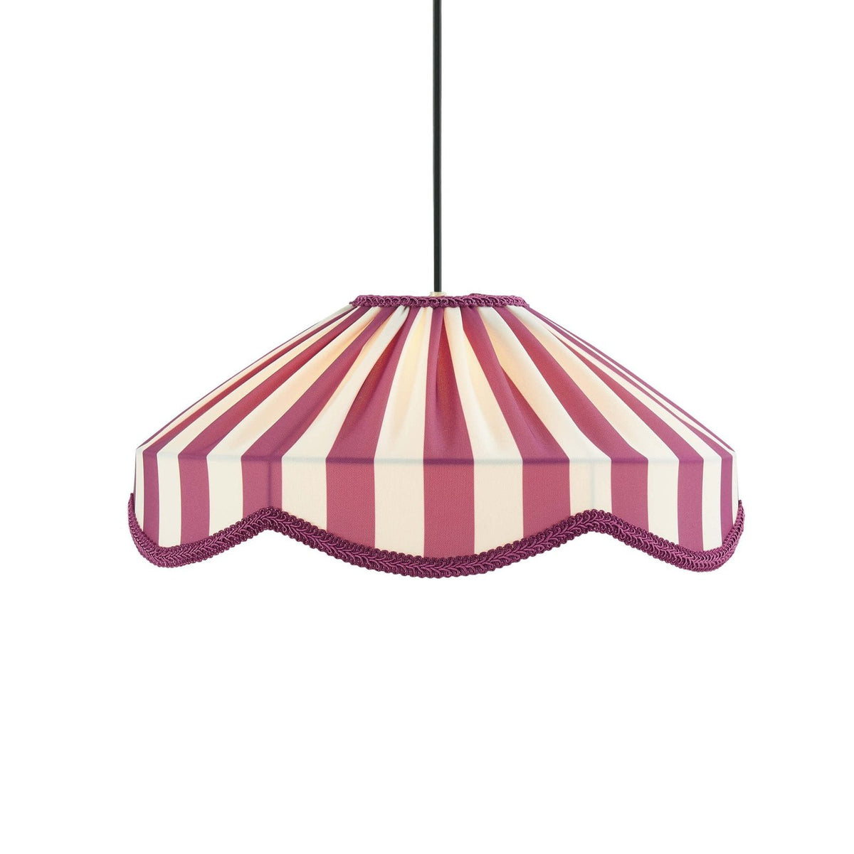 Feather & Black Elliot Linen Scallop Stripe Ceiling Shade - Plum
