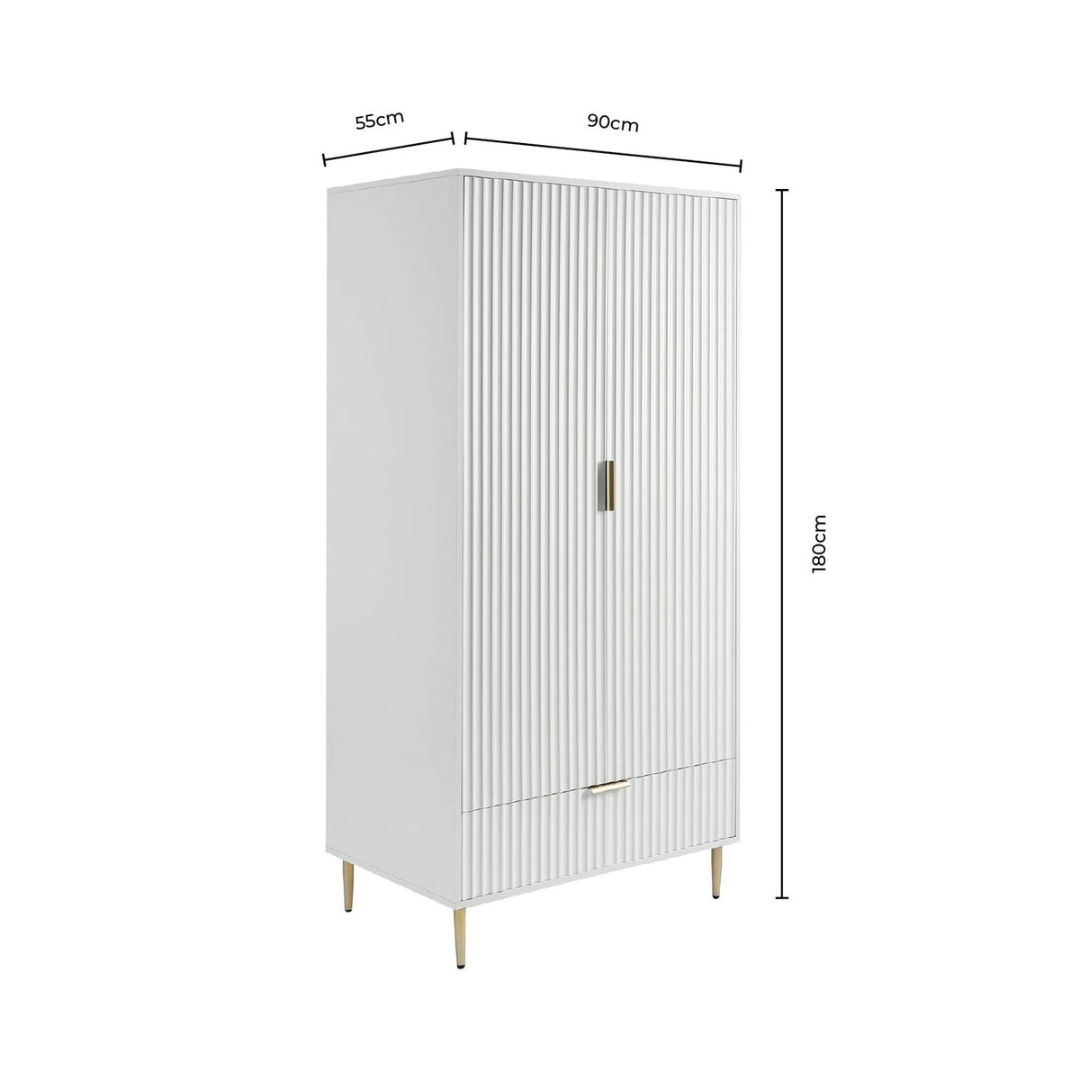 Feather & Black Evie 2 Door Wardrobe with Drawer - Vetiver