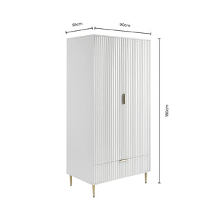 Feather & Black Evie 2 Door Wardrobe with Drawer - Vetiver