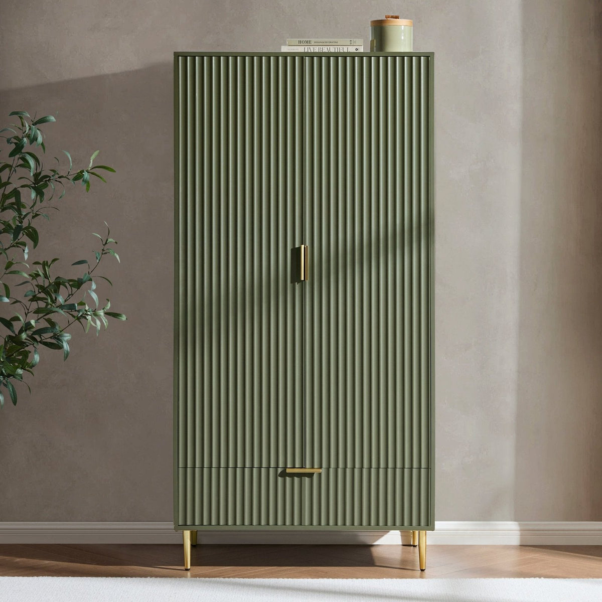 Feather & Black Evie 2 Door Wardrobe with Drawer - Vetiver