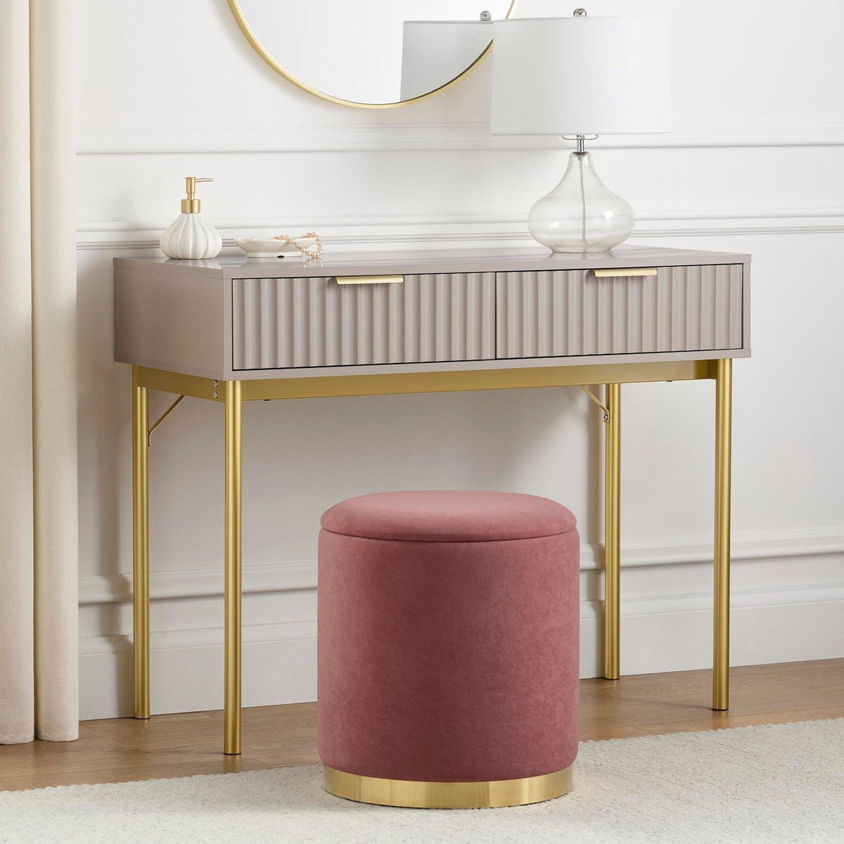 Feather & Black Evie Dressing Table Console - Taupe