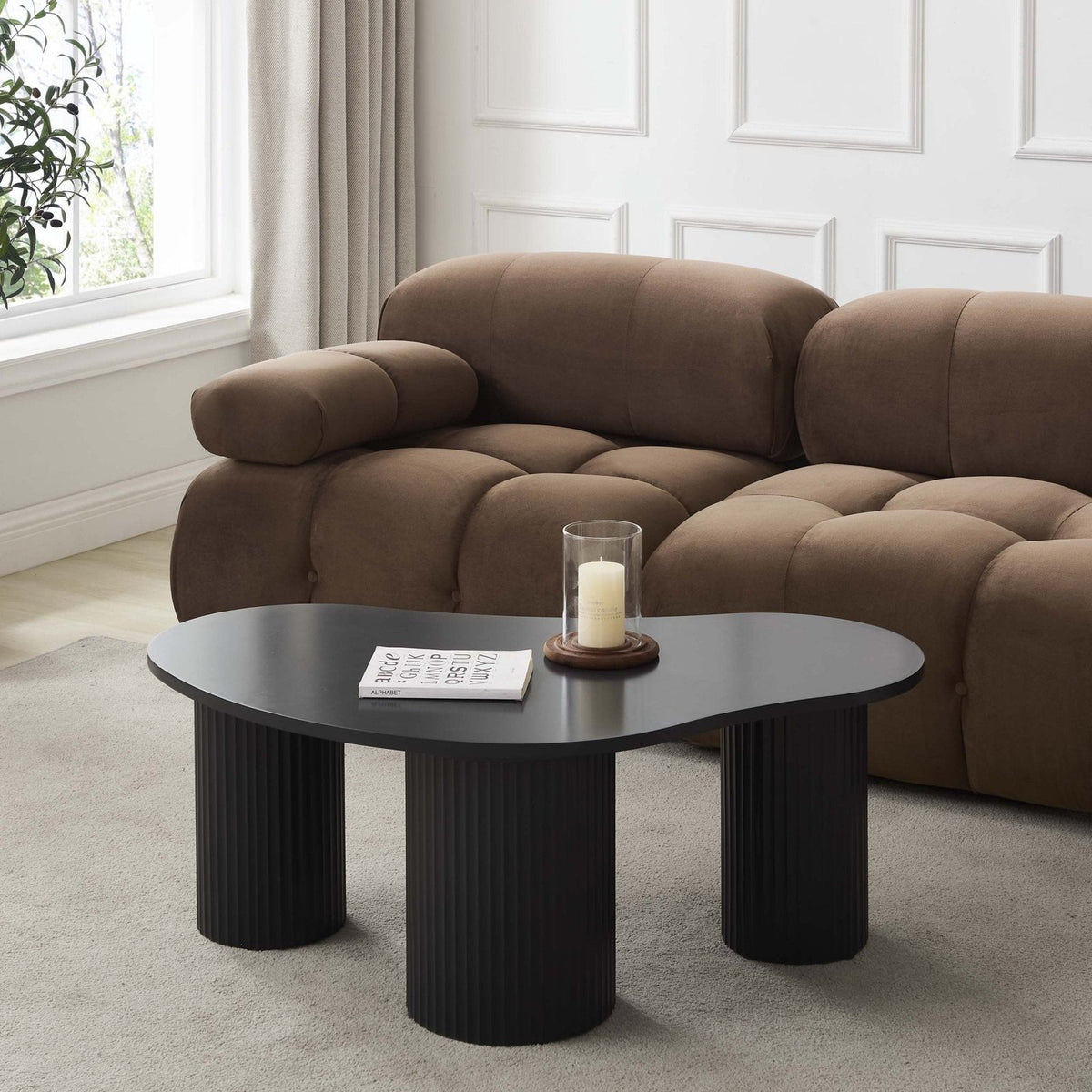 Feather & Black Evie Irregular Coffee Table - Black
