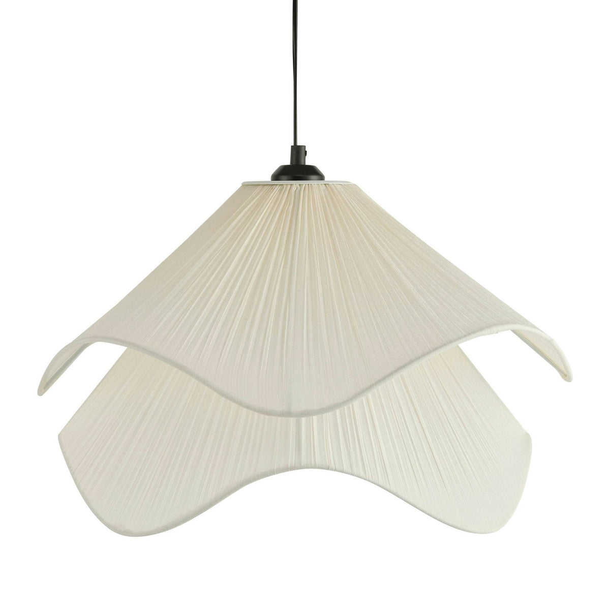 Feather & Black Fleur Fabric Layered Petal Ceiling Shade - White
