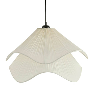 Feather & Black Fleur Fabric Layered Petal Ceiling Shade - White