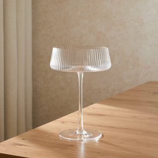 Feather & Black Gatsby Set of 4 Ripple Glass Coupes - Clear