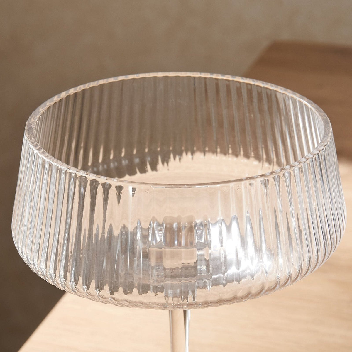 Feather & Black Gatsby Set of 4 Ripple Glass Coupes - Clear
