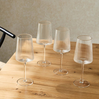 Feather & Black Gatsby Set of 4 Ripple Glass Wine Glasses - Clear