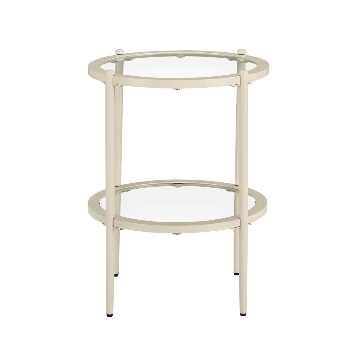 Feather & Black Glass Round Side Table - Stone