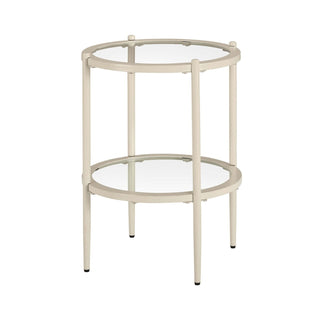 Feather & Black Glass Round Side Table - Stone