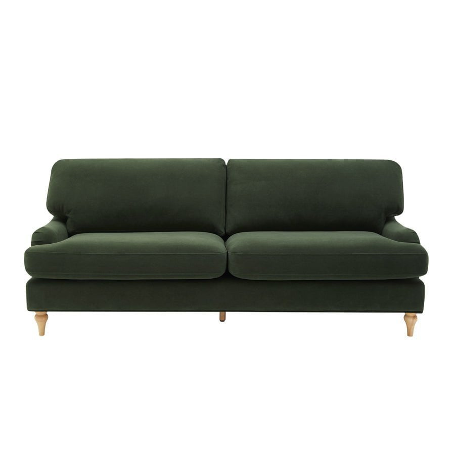 Feather & Black Hampshire 3 Seater Sofa - Dark Olive Green