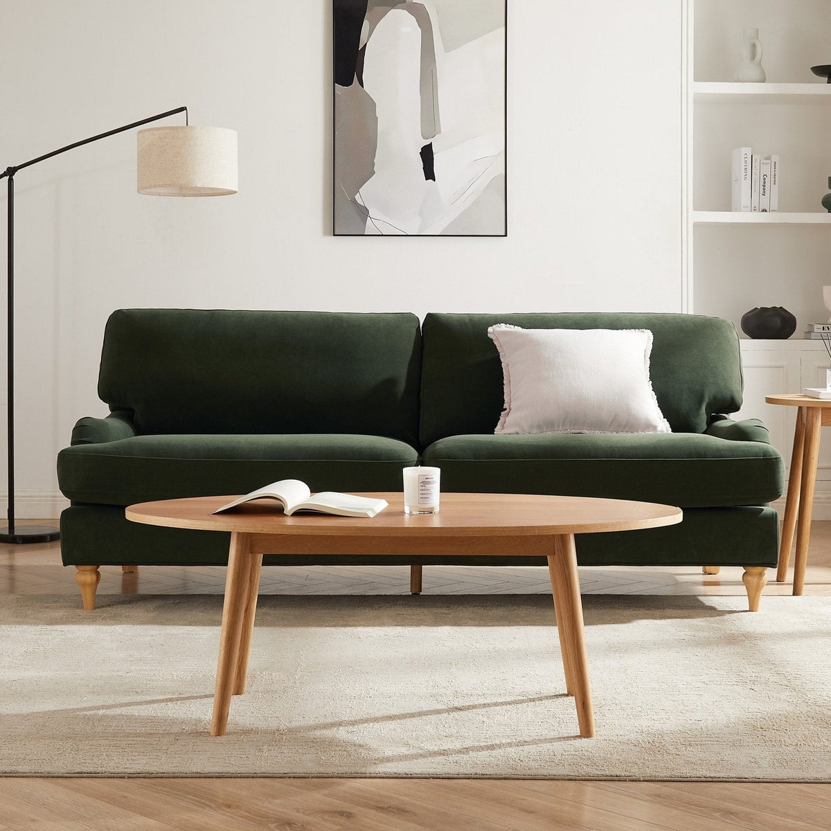 Feather & Black Hampshire 3 Seater Sofa - Dark Olive Green