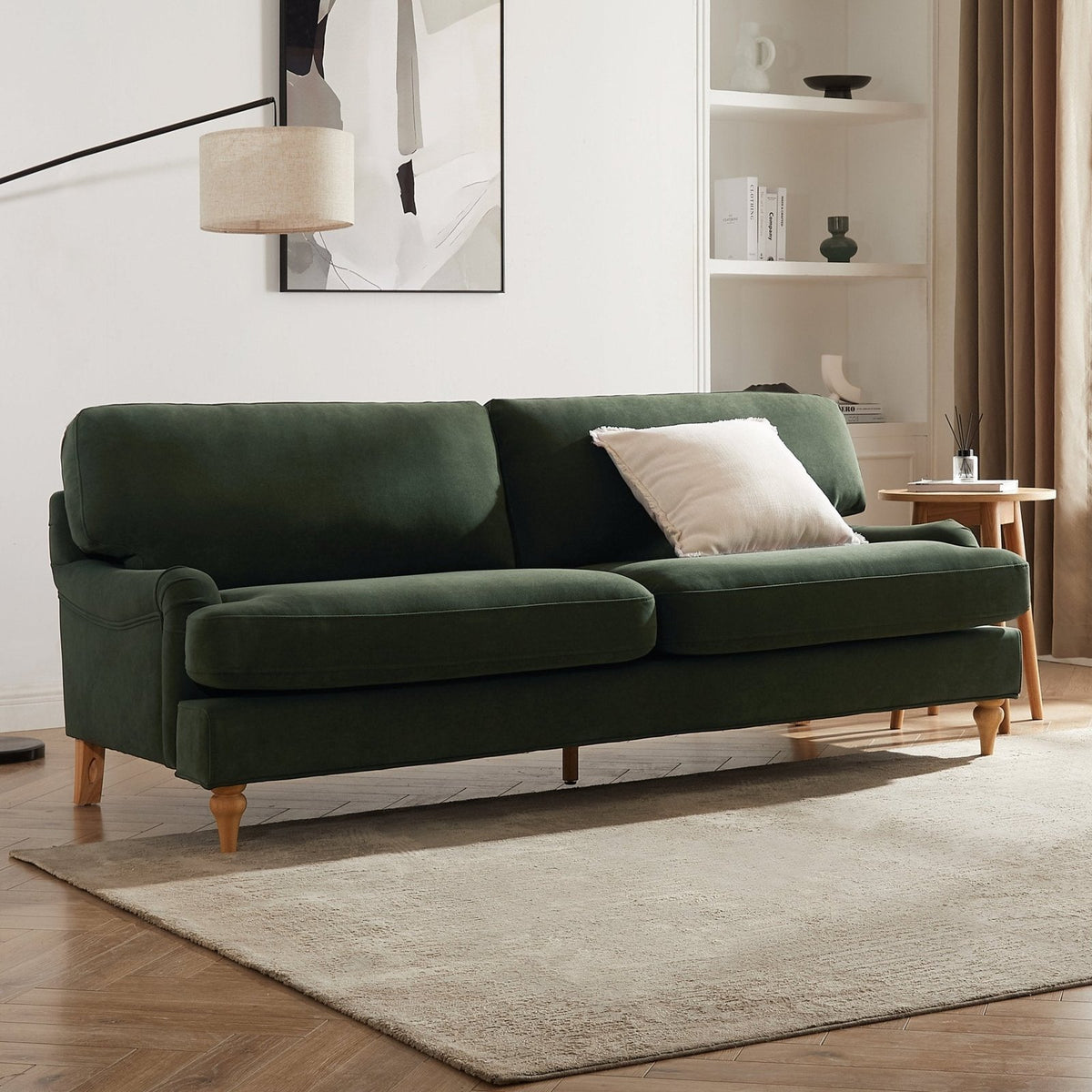 Feather & Black Hampshire 3 Seater Sofa - Dark Olive Green