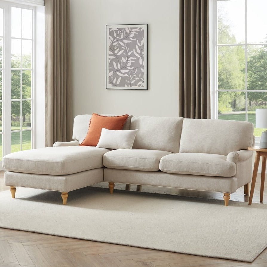 Feather & Black Hampshire Left Hand Chaise Sofa - Beige