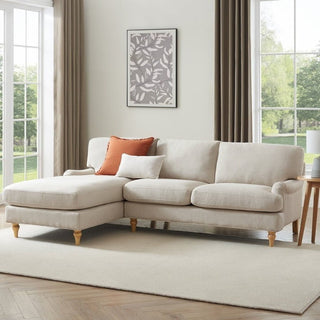 Feather & Black Hampshire Left Hand Chaise Sofa - Beige