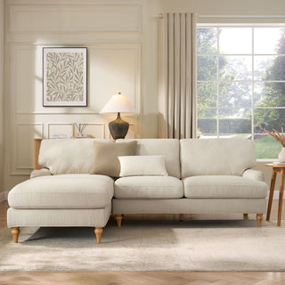 Feather & Black Hampshire Left Hand Chaise Sofa - Beige