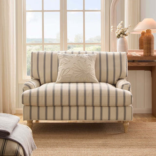 Feather & Black Hampshire Loveseat - Blue Stripe