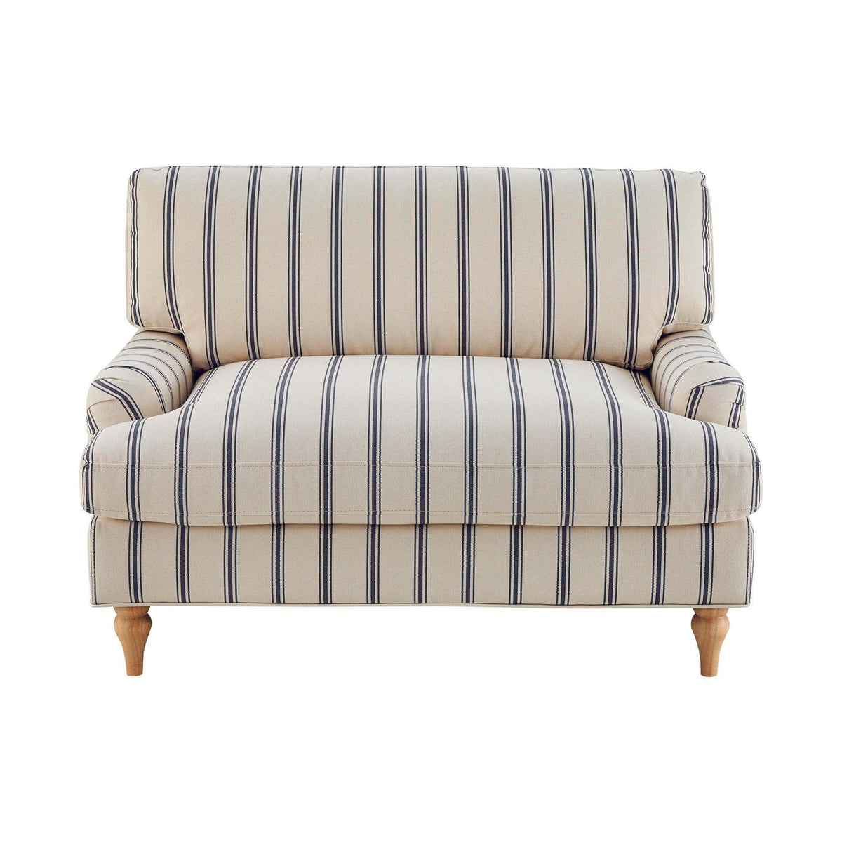 Feather & Black Hampshire Loveseat - Blue Stripe