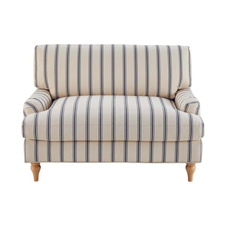 Feather & Black Hampshire Loveseat - Blue Stripe