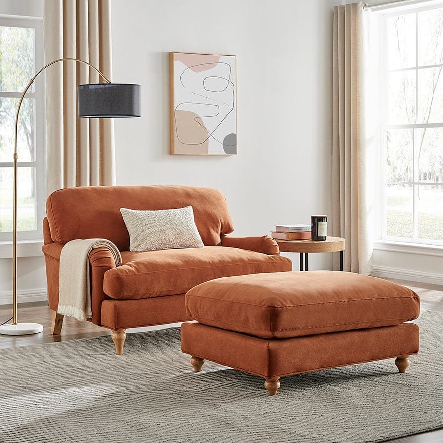 Feather & Black Hampshire Pouffe - Burnt Orange