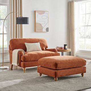 Feather & Black Hampshire Pouffe - Burnt Orange