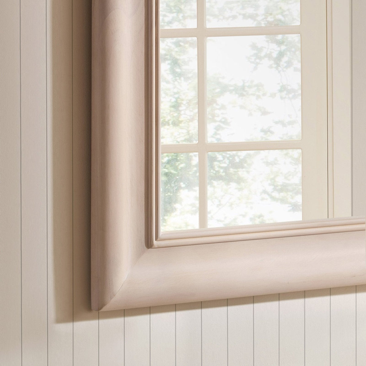 Feather & Black Hampton Arched Wood Large Mantel Mirror - Washed White