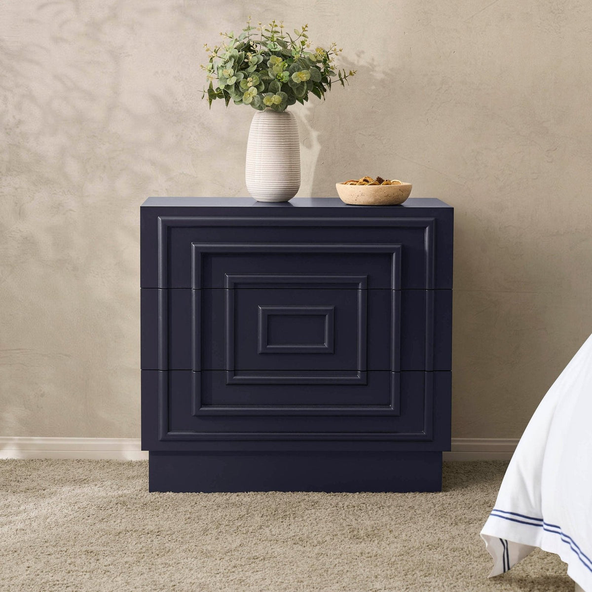 Feather & Black Harlow 3 Drawer  Chest - Midnight