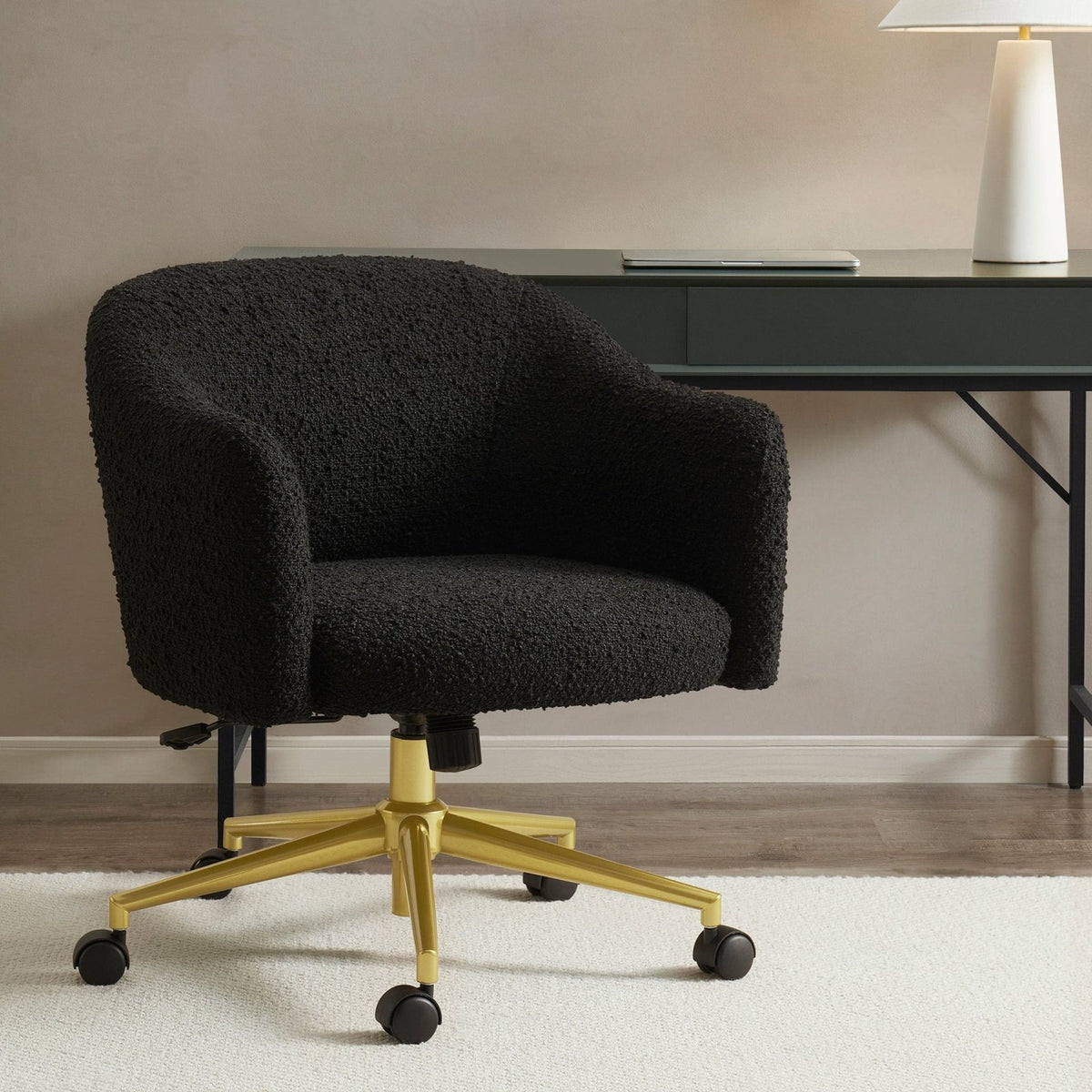 Feather & Black Harriet Boucle Chair - Black