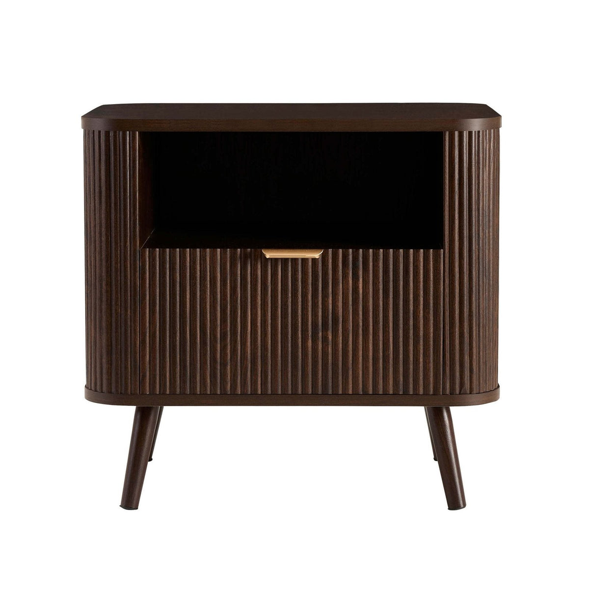 Feather & Black Hattie 1 Drawer Bedside with Shelf - Walnut