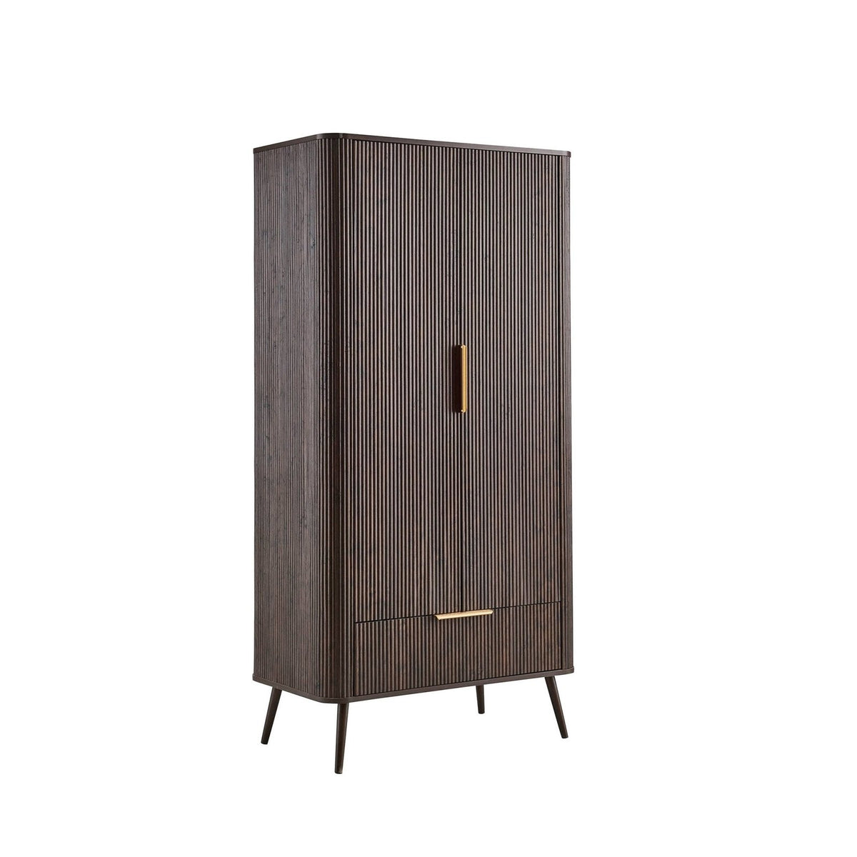 Feather & Black Hattie 2 Door Wardrobe with Drawer - Walnut