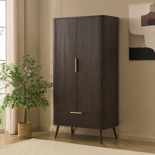 Feather & Black Hattie 2 Door Wardrobe with Drawer - Walnut