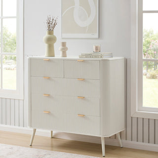 Feather & Black Hattie 5 Drawer Chest - Warm White