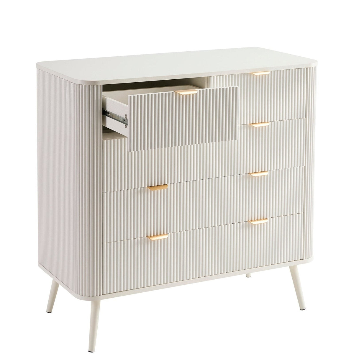 Feather & Black Hattie 5 Drawer Chest - Warm White