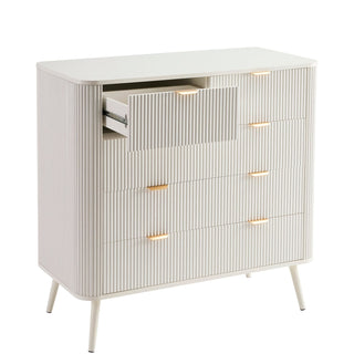 Feather & Black Hattie 5 Drawer Chest - Warm White