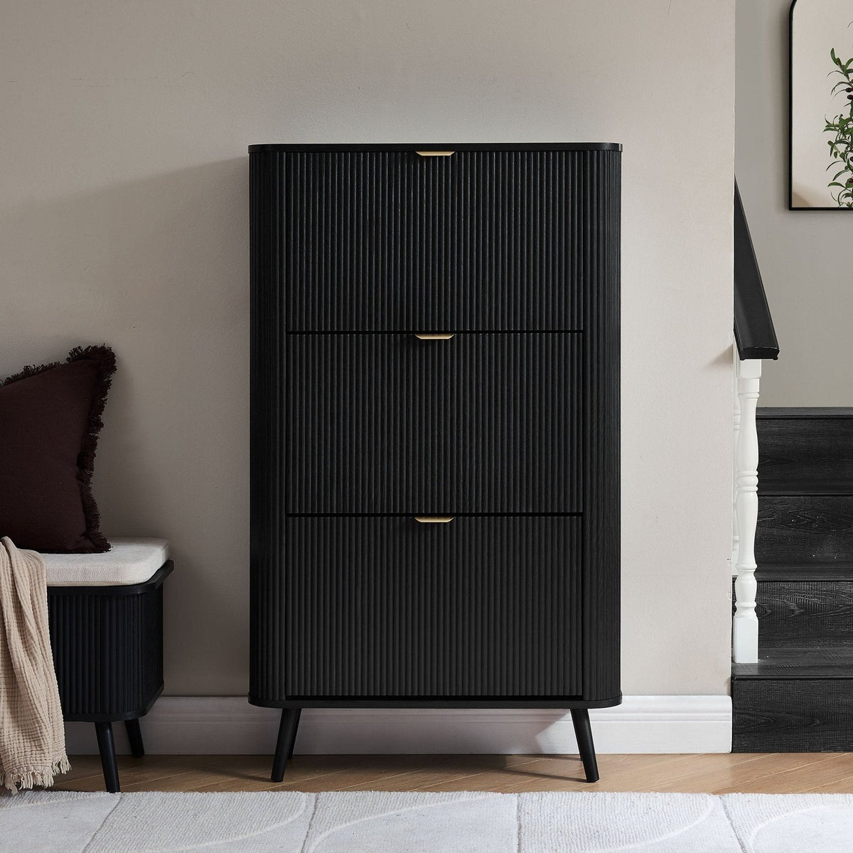Feather & Black Hattie Shoe Cabinet - Black