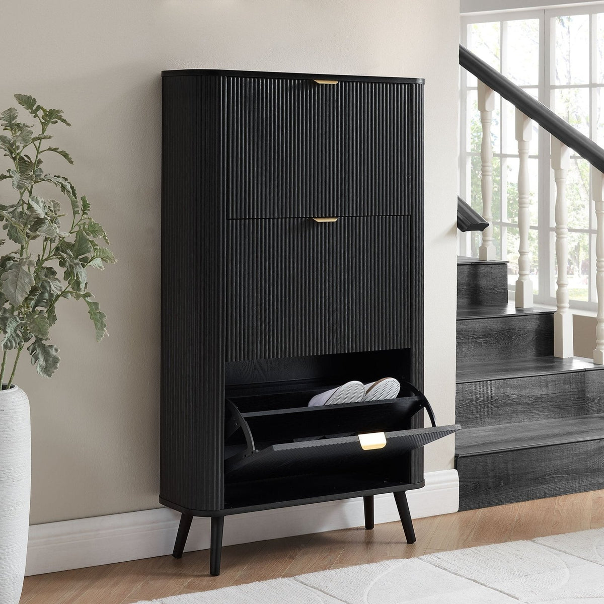 Feather & Black Hattie Shoe Cabinet - Black