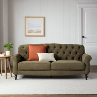 Feather & Black Hebden 3 Seater Sofa - Olive Green