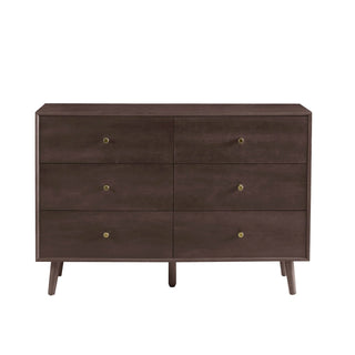 Feather & Black Heidi Oak 6 Drawer Chest - Walnut