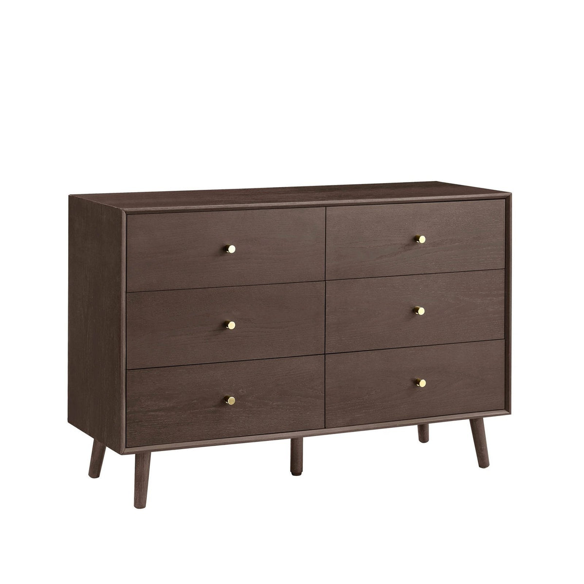 Feather & Black Heidi Oak 6 Drawer Chest - Walnut