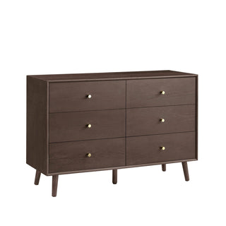 Feather & Black Heidi Oak 6 Drawer Chest - Walnut