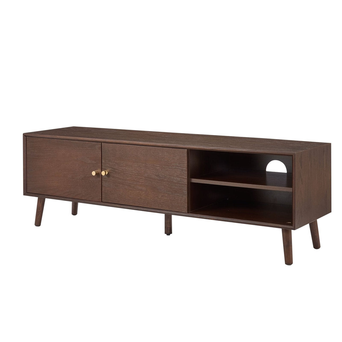 Feather & Black Heidi Oak TV Unit for TVs up to 60"- Walnut