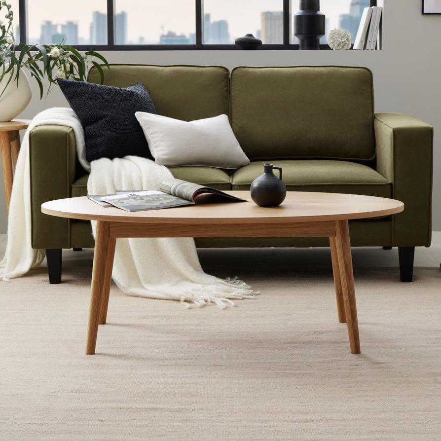 Feather & Black Heidi Solid Oak Oval Coffee Table - Light Wood