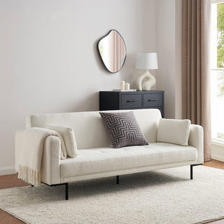 Feather & Black Hudson Bouclé Click Clack Sofa Bed - Off White