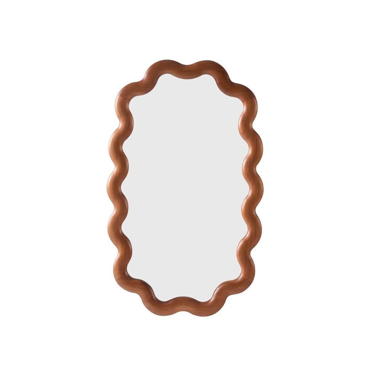 Feather & Black Indie Wavy Wood Mirror - Mid Wood