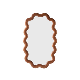 Feather & Black Indie Wavy Wood Mirror - Mid Wood